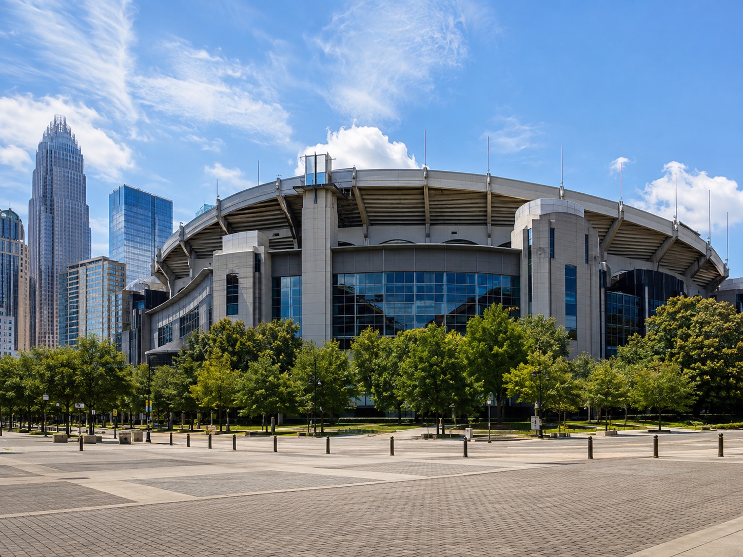 Exterior view of Bank of America Stadium in Charlotte