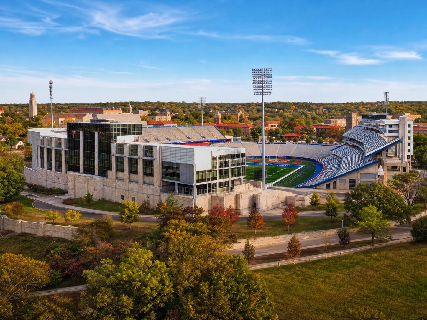 Exterior view of David Booth Kansas Memorial Stadium