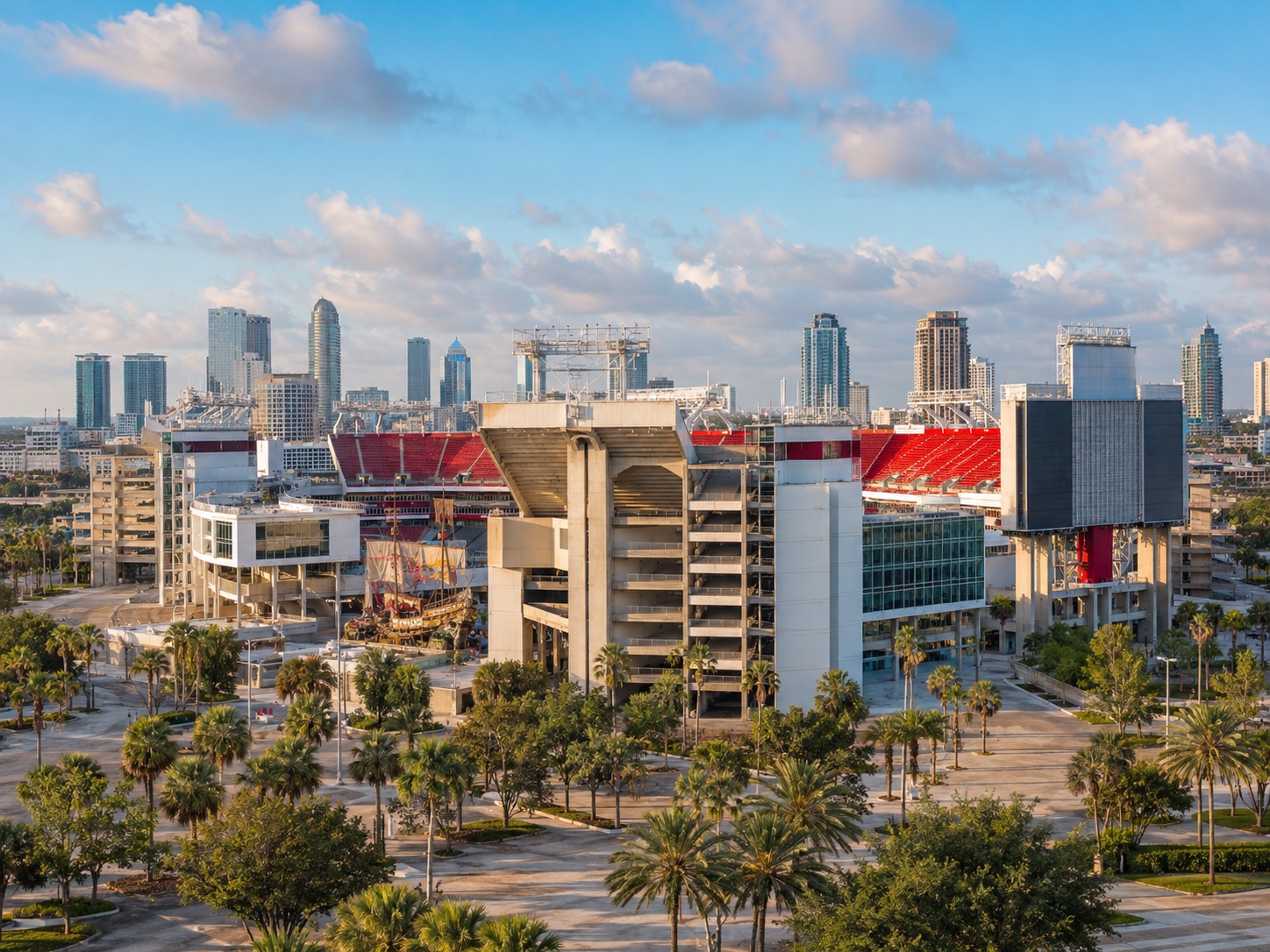 Exterior view of Raymond James Stadium in Tampa