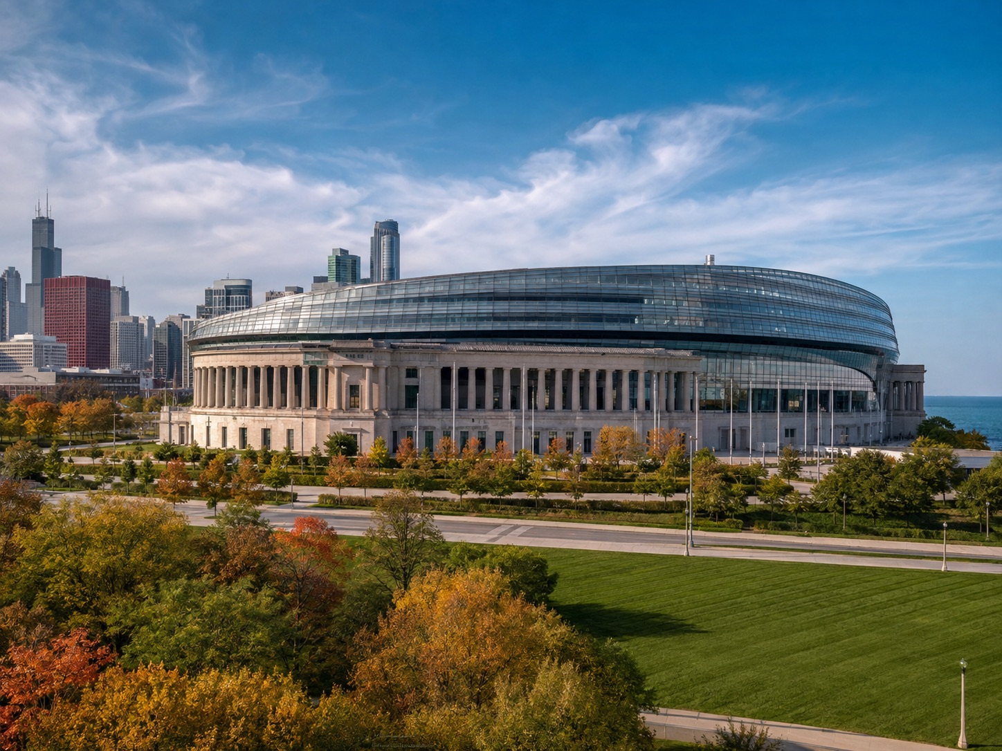 Exterior view of Soldier Field in Chicago