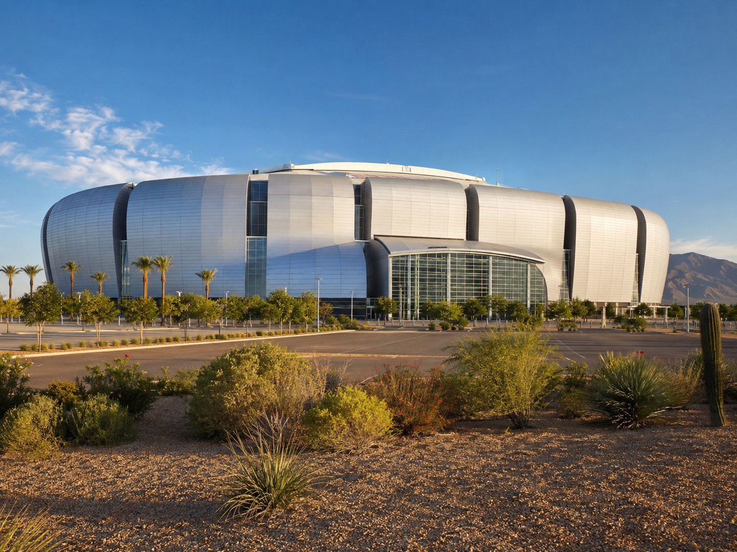 Exterior view of State Farm Stadium in Glendale